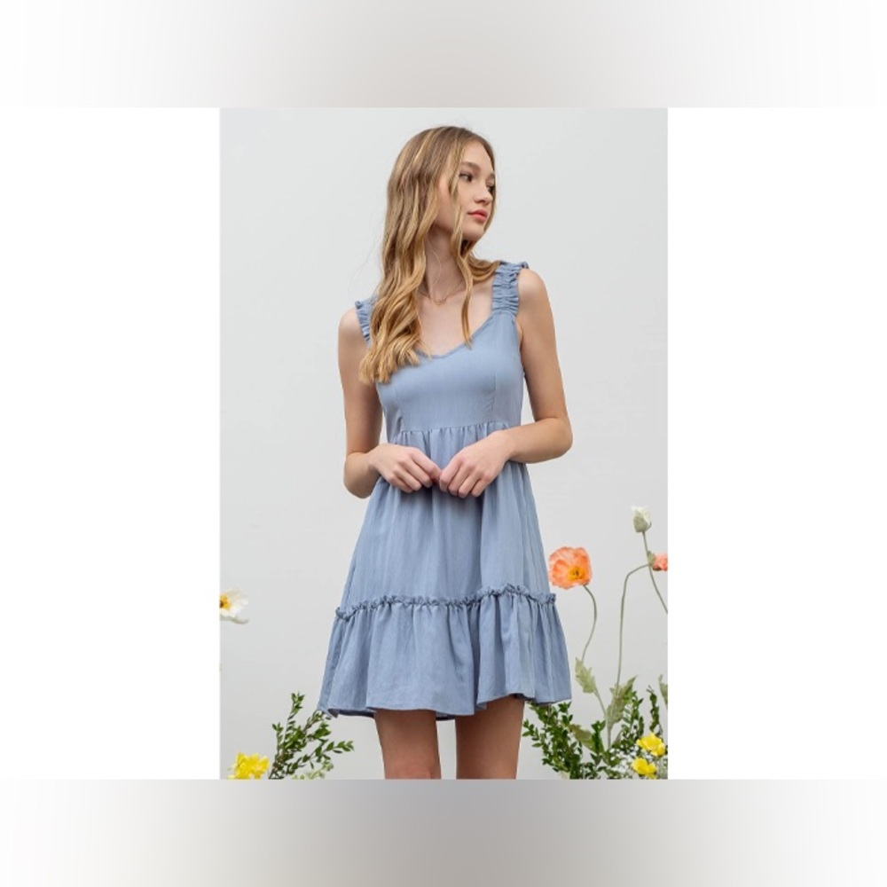 Blu Pepper Light Blue Ruffle Mini Dress